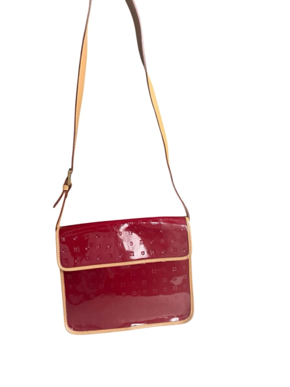 Arcadia Red Patent Crossbody with Tan Trim